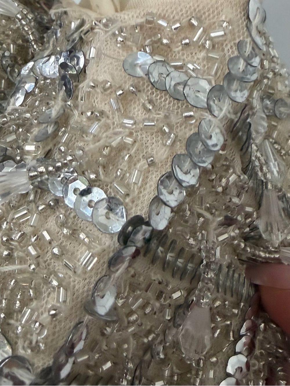Mac Duggal Champagne Beaded Evening Gown Size 6 - Picture 6 of 6